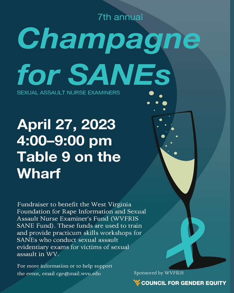 2023 Champagne for SANE save the date April 27, 2023 4-9 pm at table 9 on the wharf